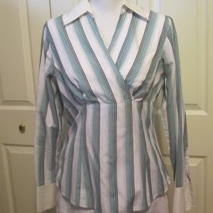 Anne Taylor Loft Striped Long Sleeve Blouse